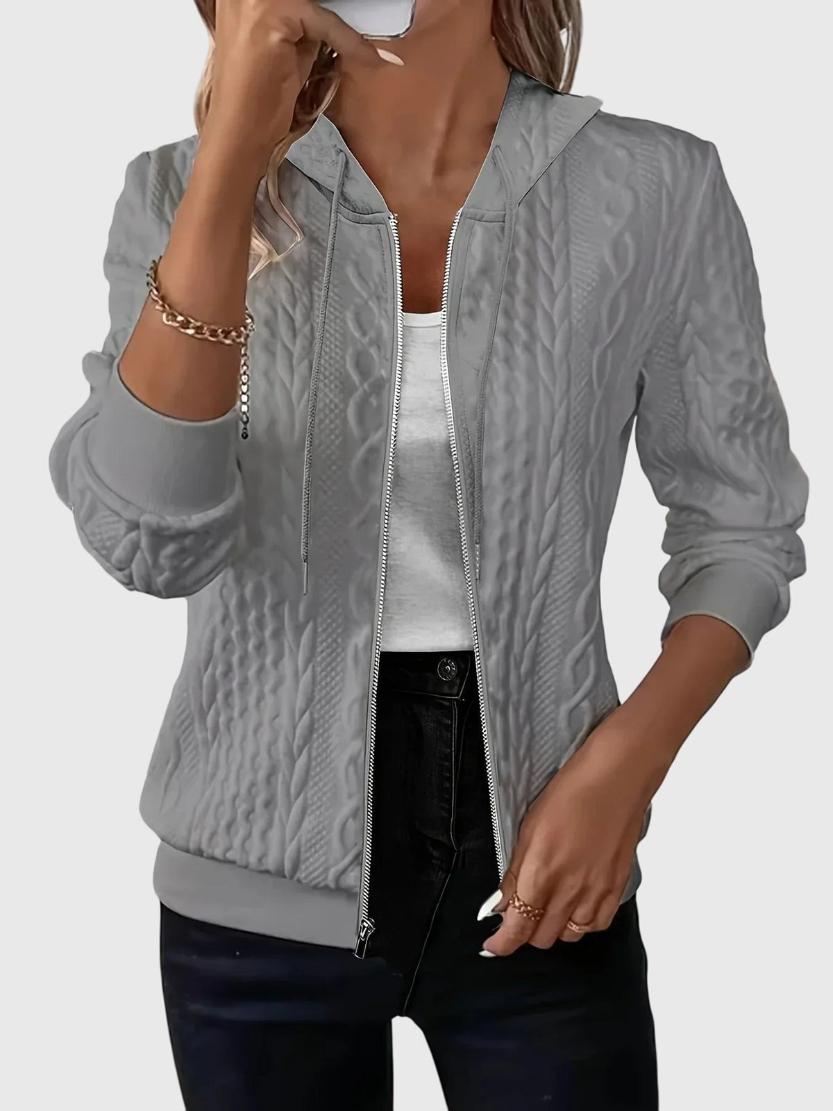 Alysha | Gestoffeerde zip-up jassen