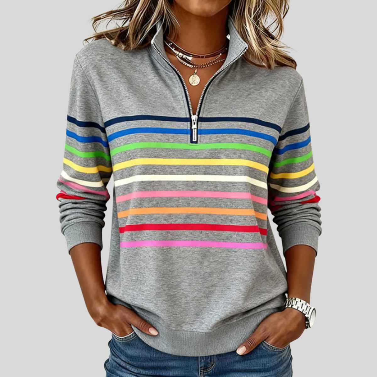 Allyssa | Gestreepte Sweatshirts met rits