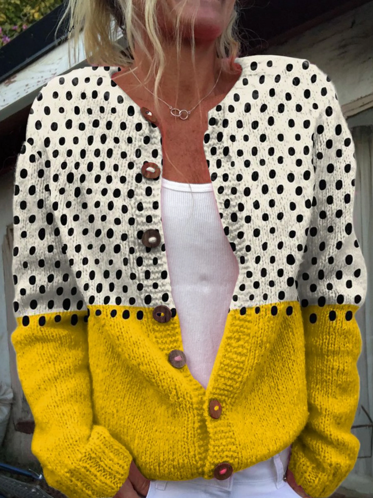 Daniella | Kleurblok gebreide cardigan