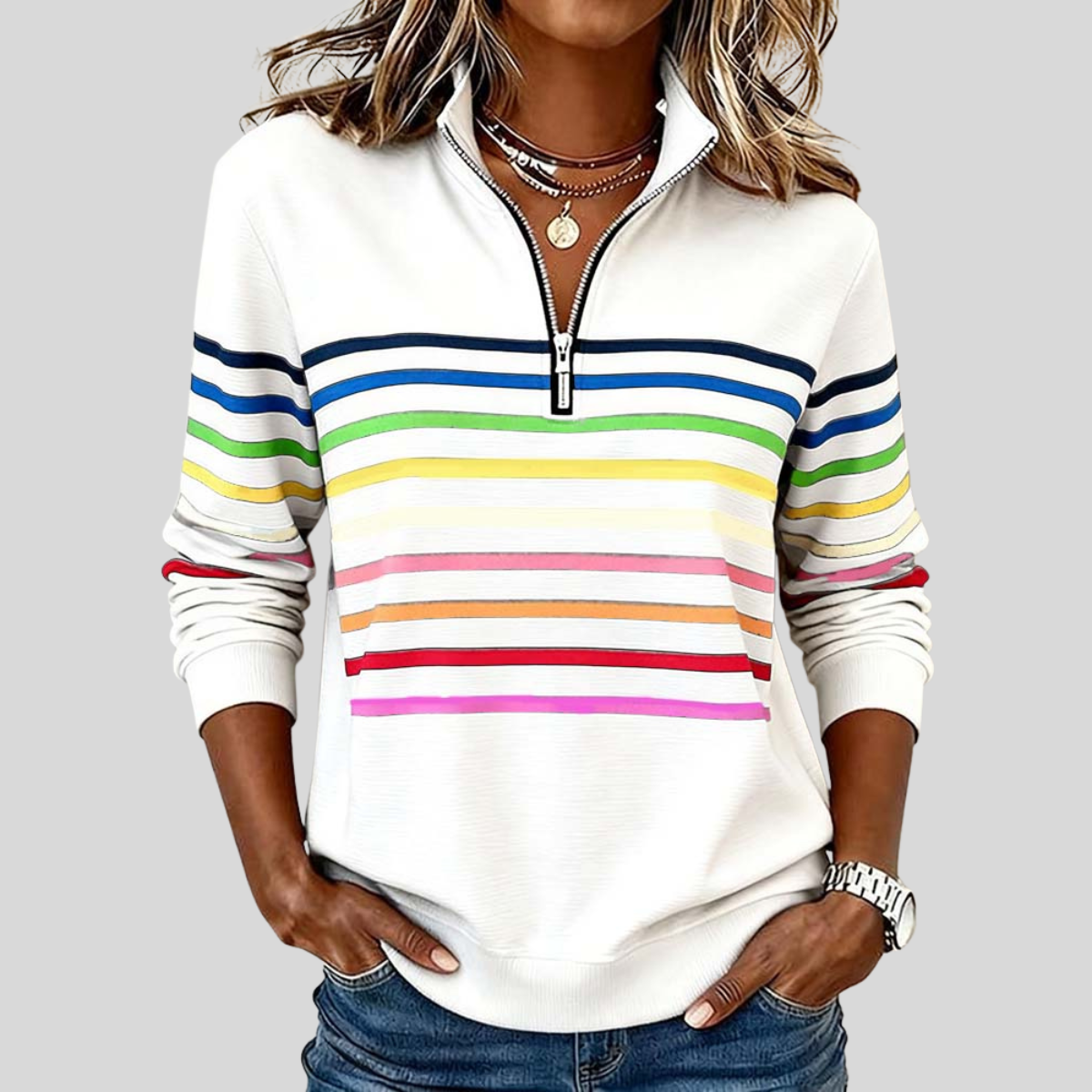 Allyssa | Gestreepte Sweatshirts met rits