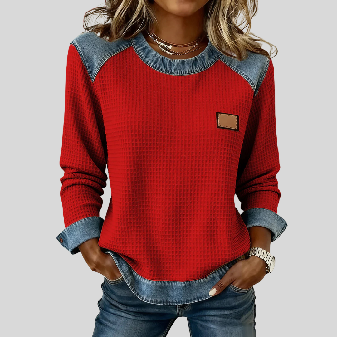 Deanne | Waffle Sweatshirts met contrast