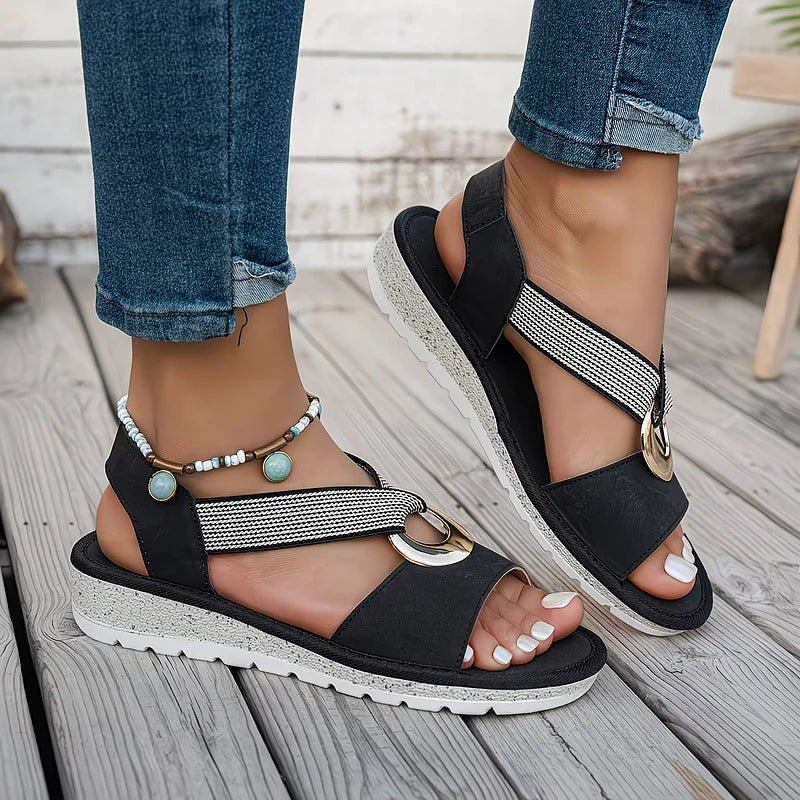 Marlenia | Platte Sandalen Met Gesp