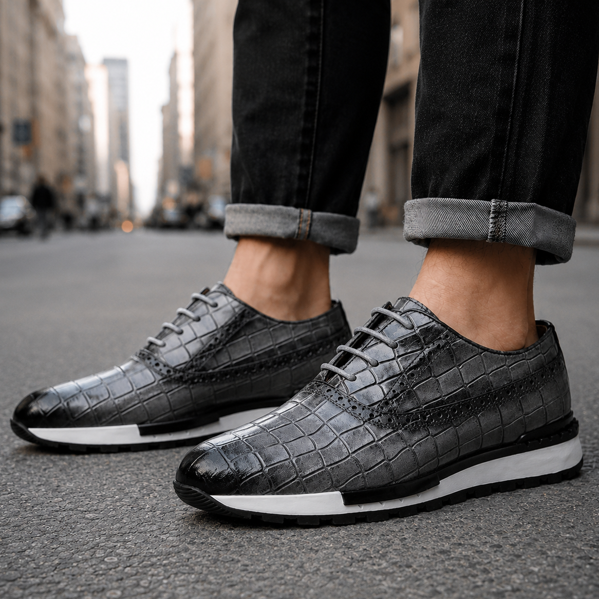 Jonas | Sneakers met krokodilprint Schoenen