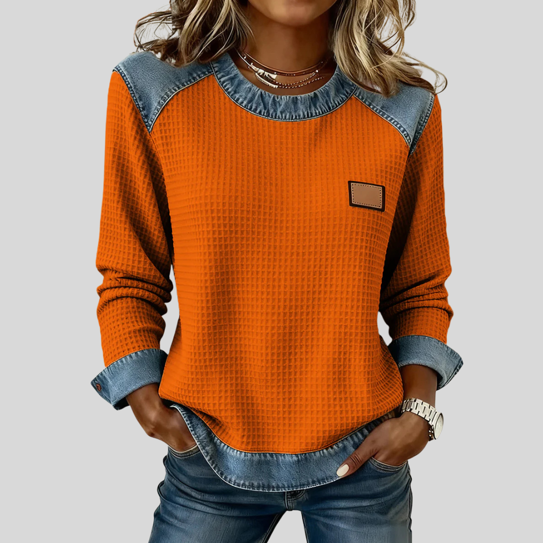 Deanne | Waffle Sweatshirts met contrast