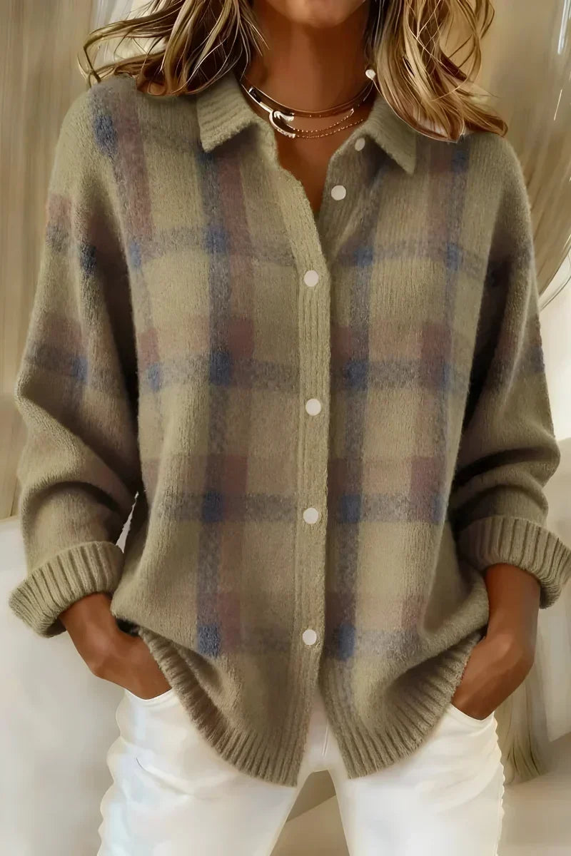 Sijke | Geruite gebreide cardigan