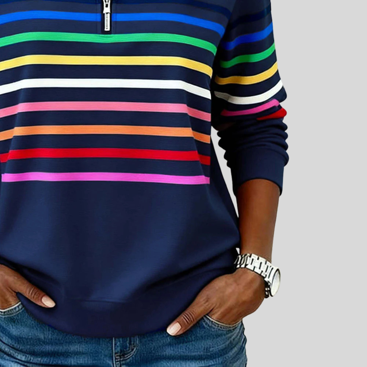 Allyssa | Gestreepte Sweatshirts met rits