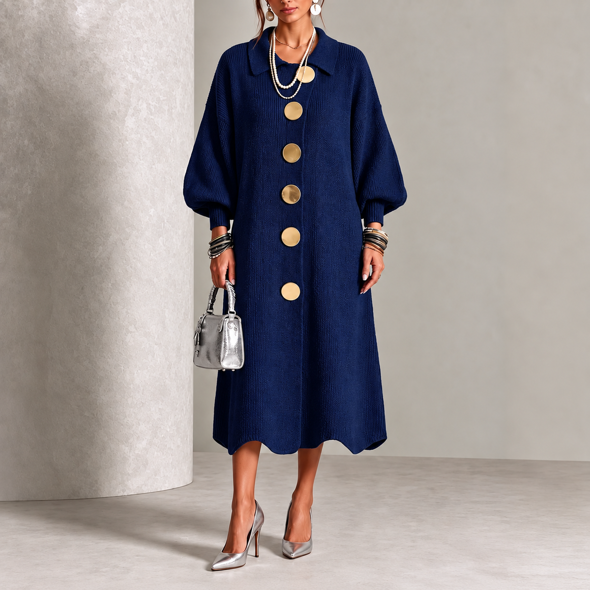 Shifra | Elegante geribbelde jurk