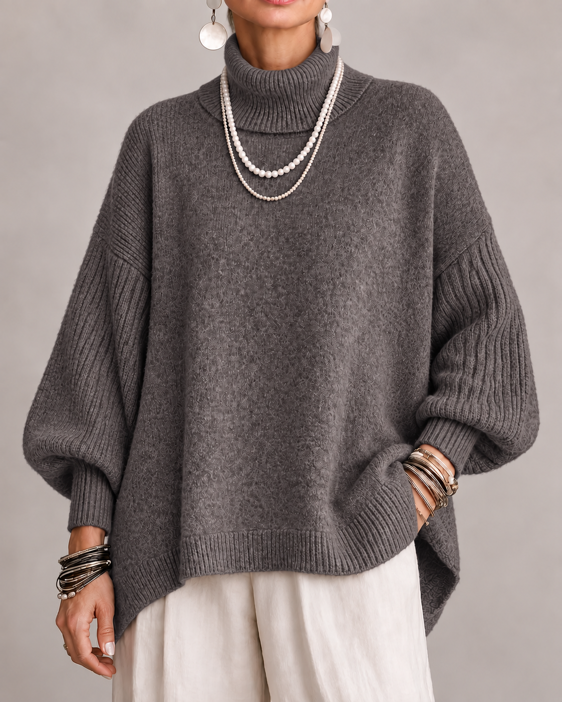Luciana | Oversized Coltrui met Pofmouwen en Extra Warmte-Isolatie