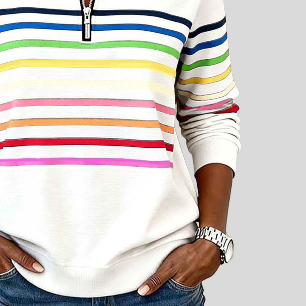 Allyssa | Gestreepte Sweatshirts met rits