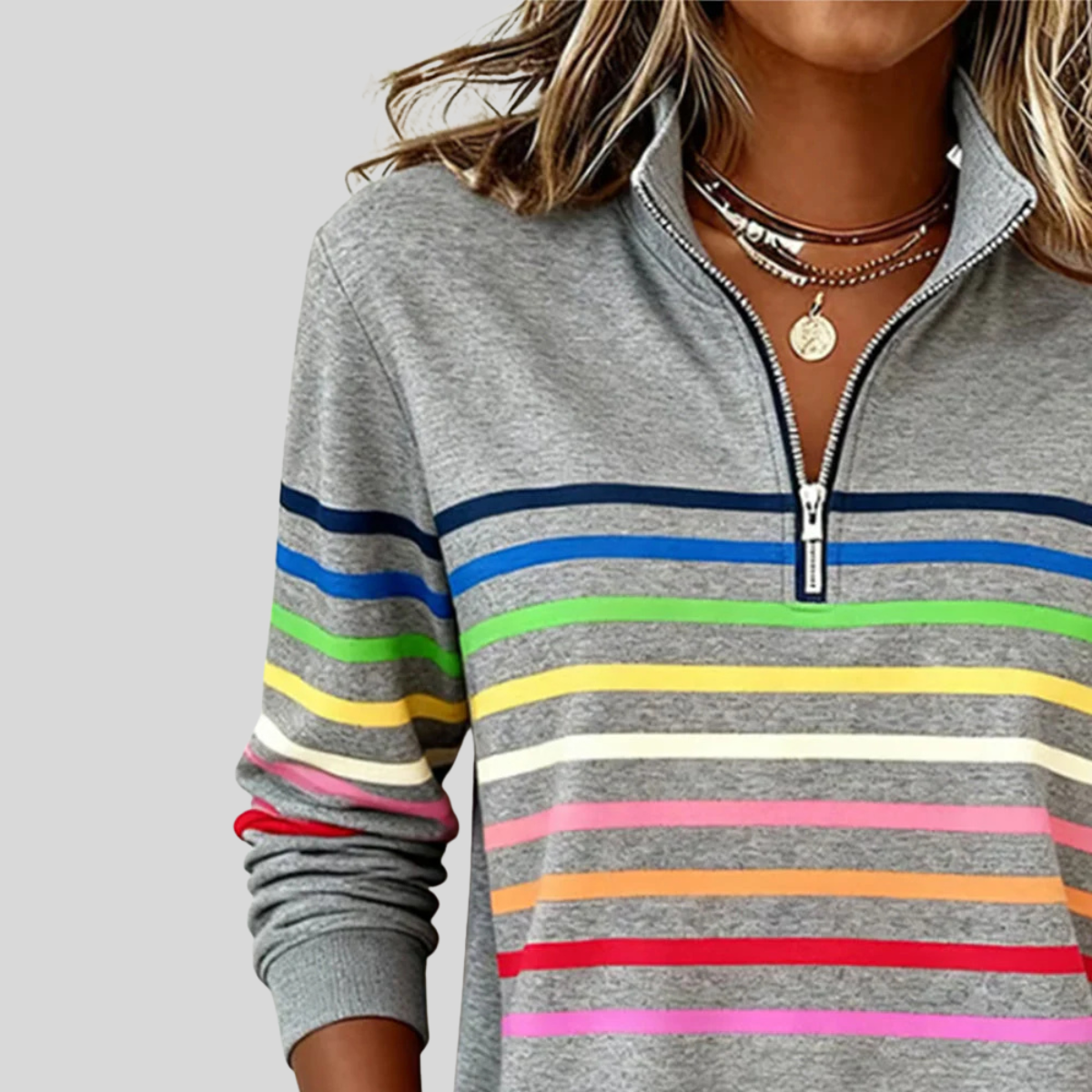 Allyssa | Gestreepte Sweatshirts met rits