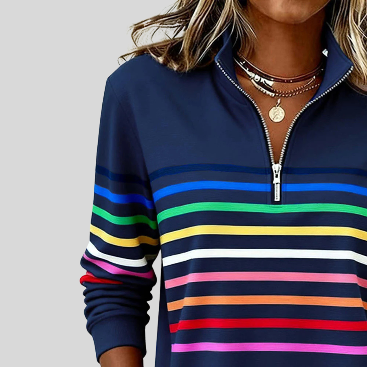Allyssa | Gestreepte Sweatshirts met rits