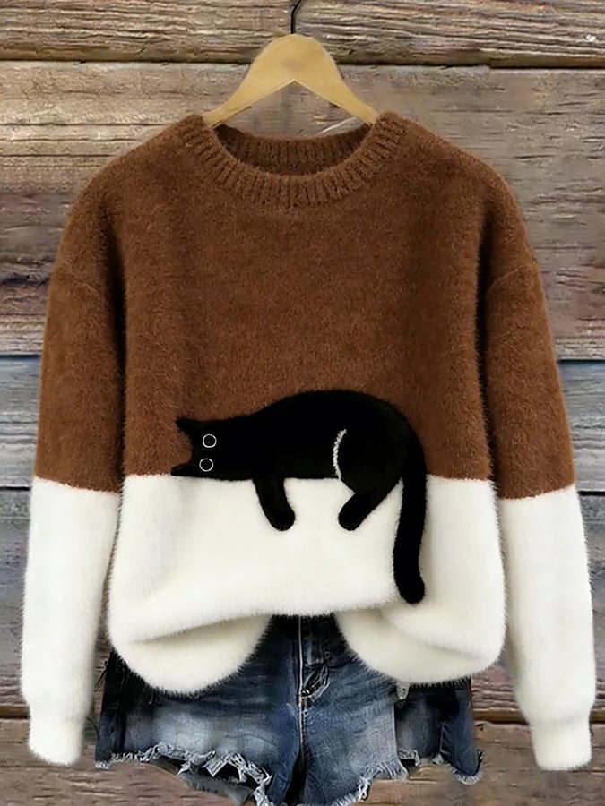 Dion | Gezellige trui met kattenprint