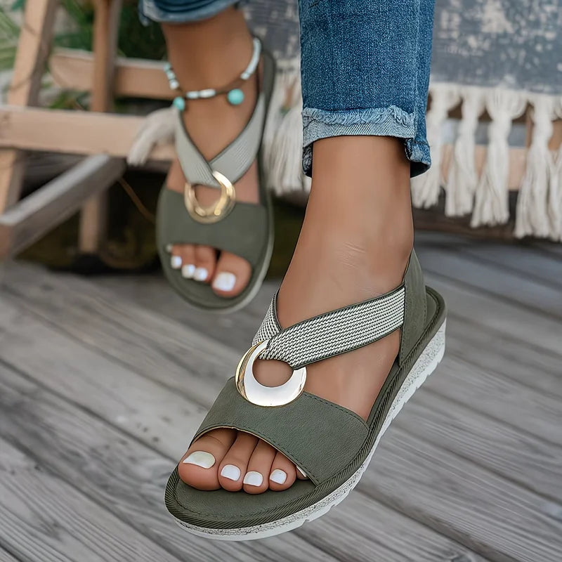 Marlenia | Platte Sandalen Met Gesp
