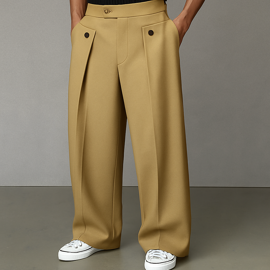 Jax | Wijde plissé broek
