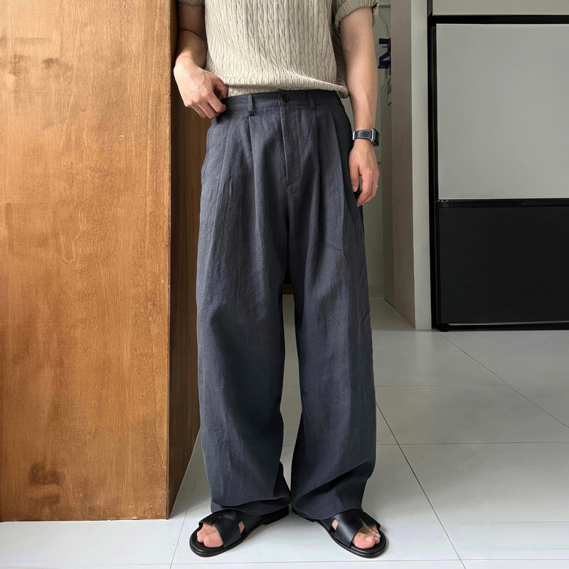 Guus | Linnen broek wijde pijpen