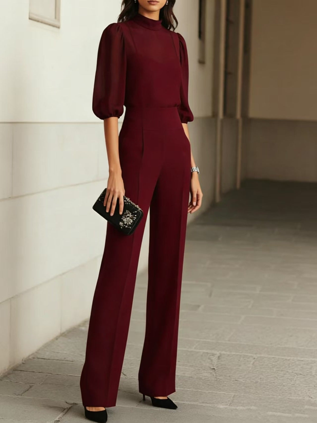 Maasje | Elegante jumpsuit met pufmouwen