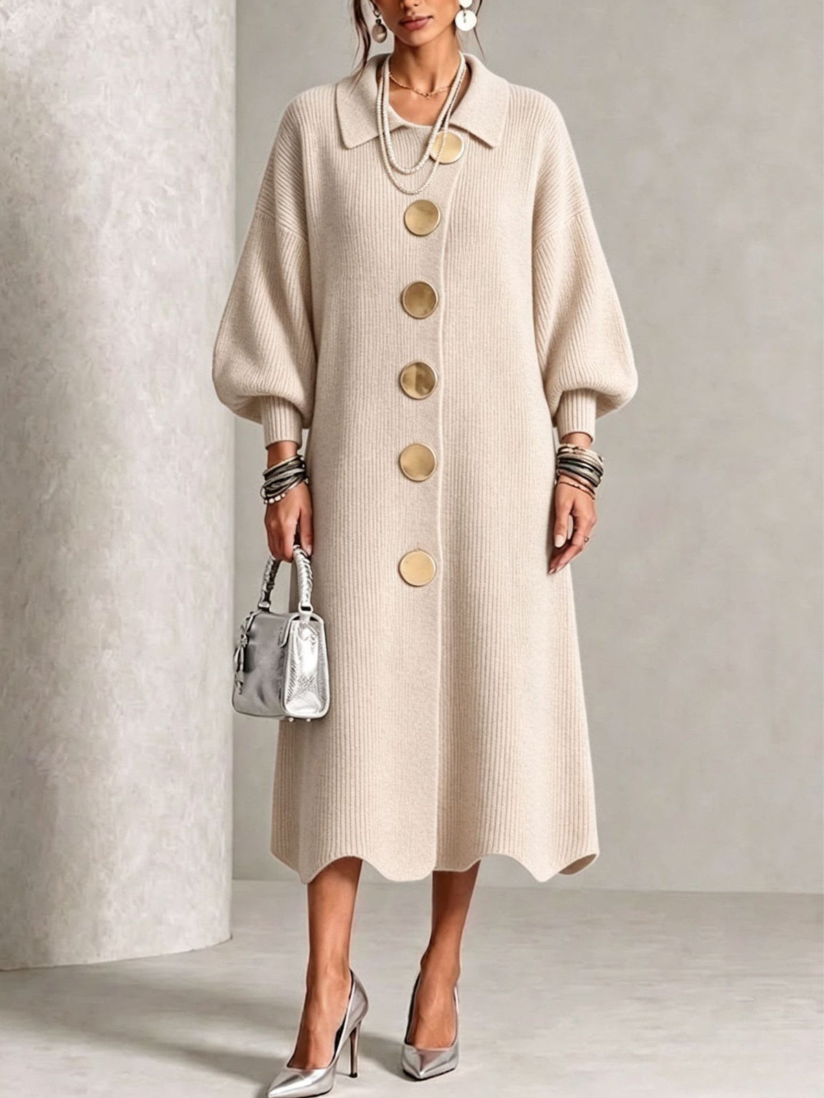 Shifra | Elegante geribbelde jurk