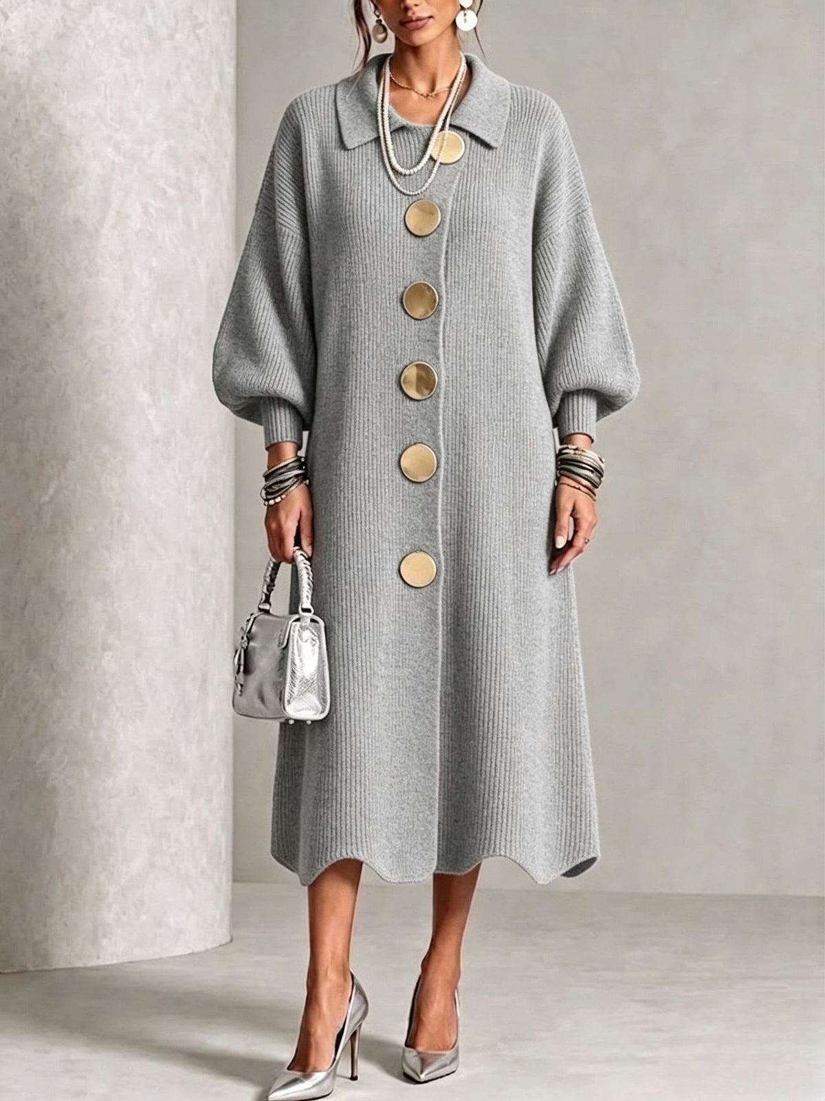 Shifra | Elegante geribbelde jurk