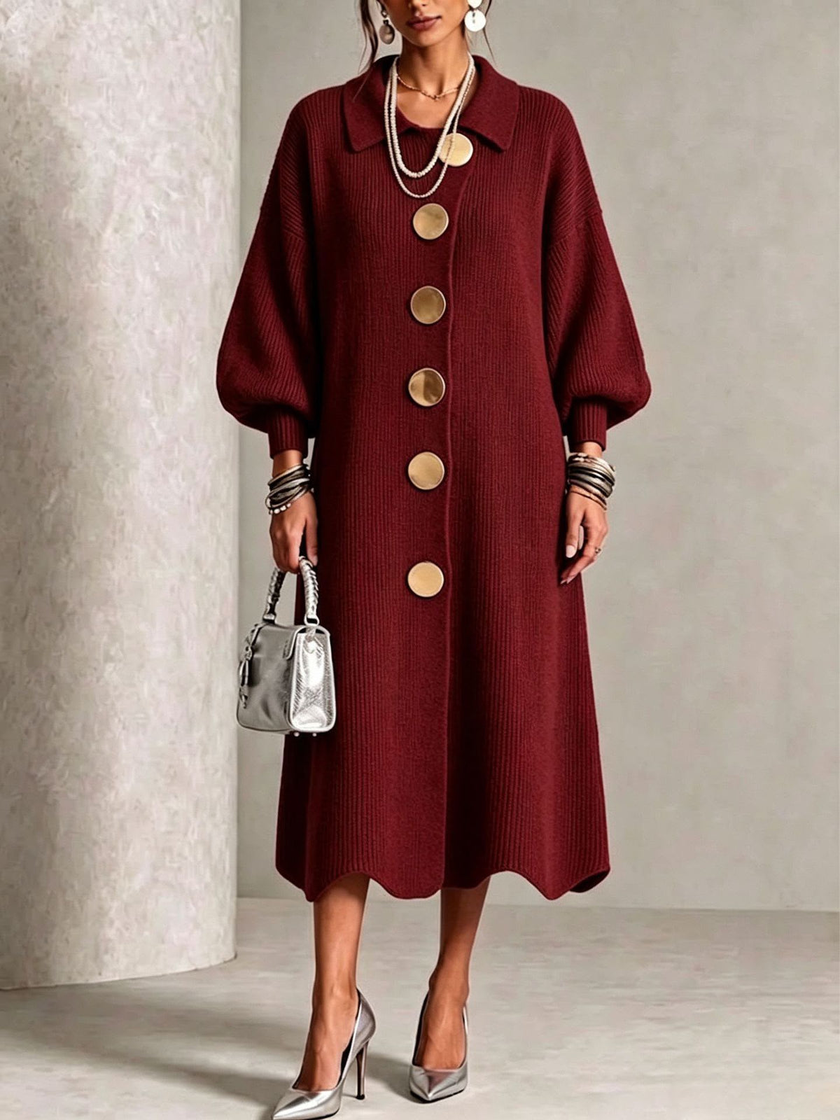 Shifra | Elegante geribbelde jurk