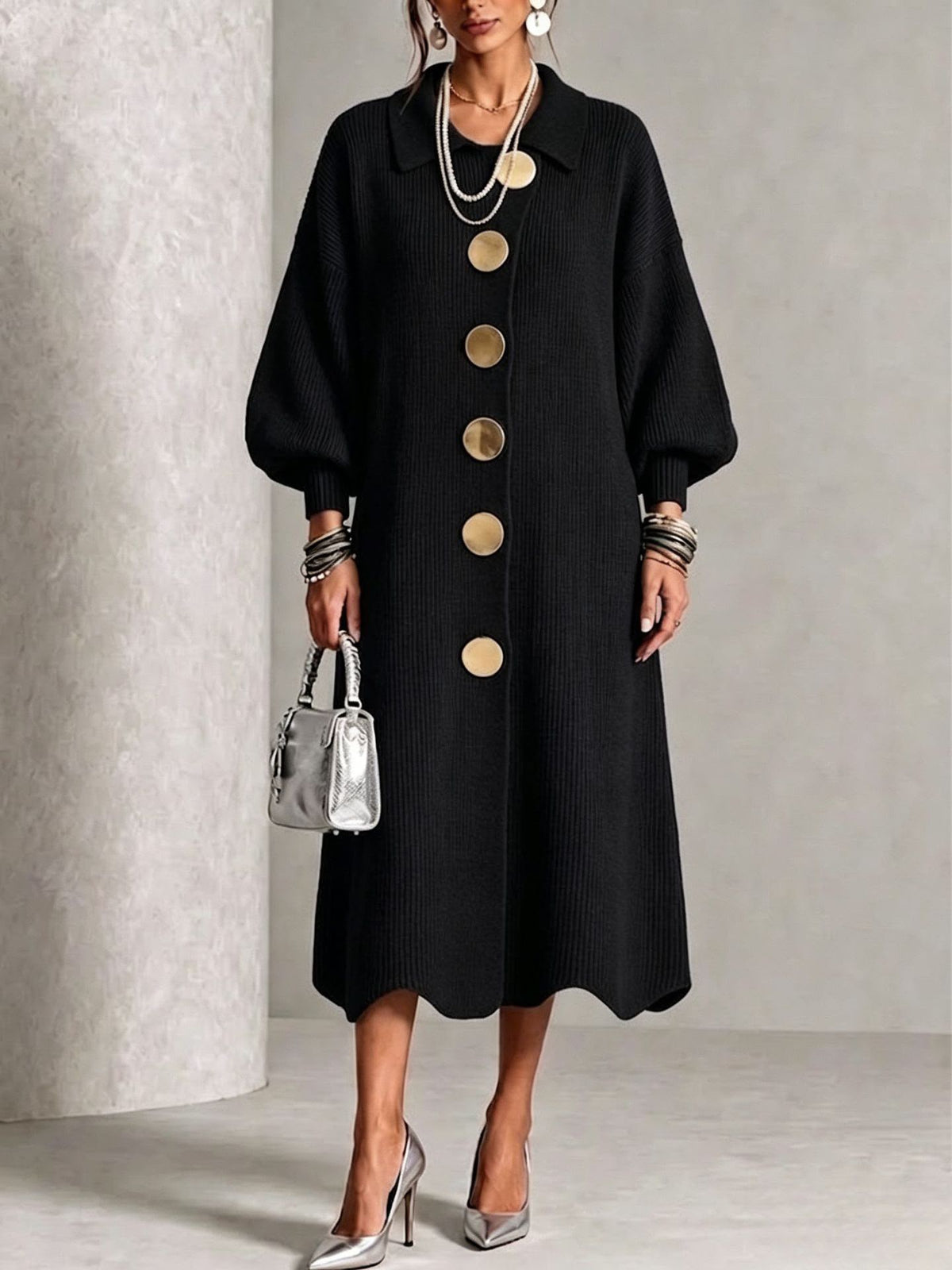 Shifra | Elegante geribbelde jurk