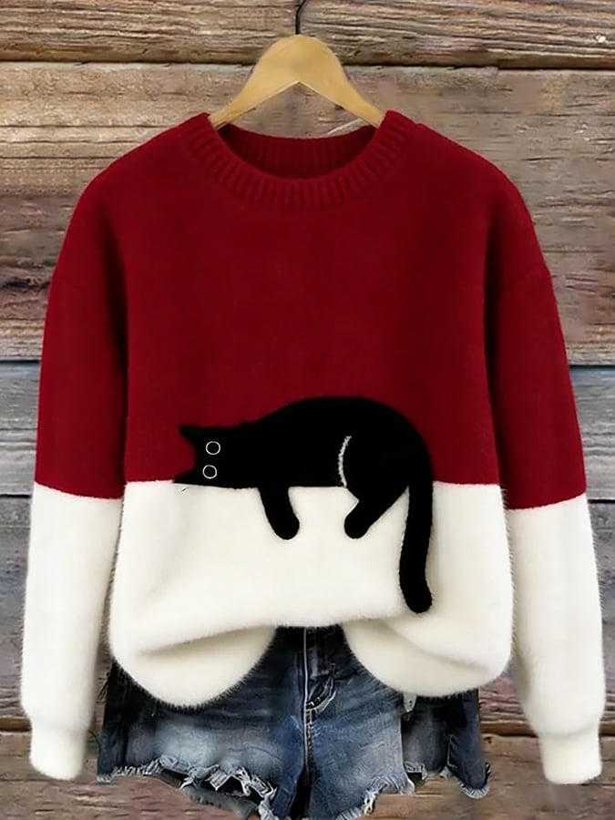 Dion | Gezellige trui met kattenprint