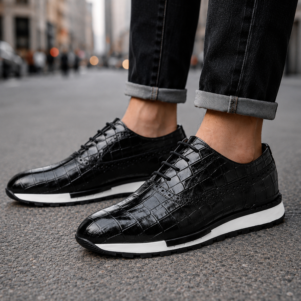 Jonas | Sneakers met krokodilprint Schoenen