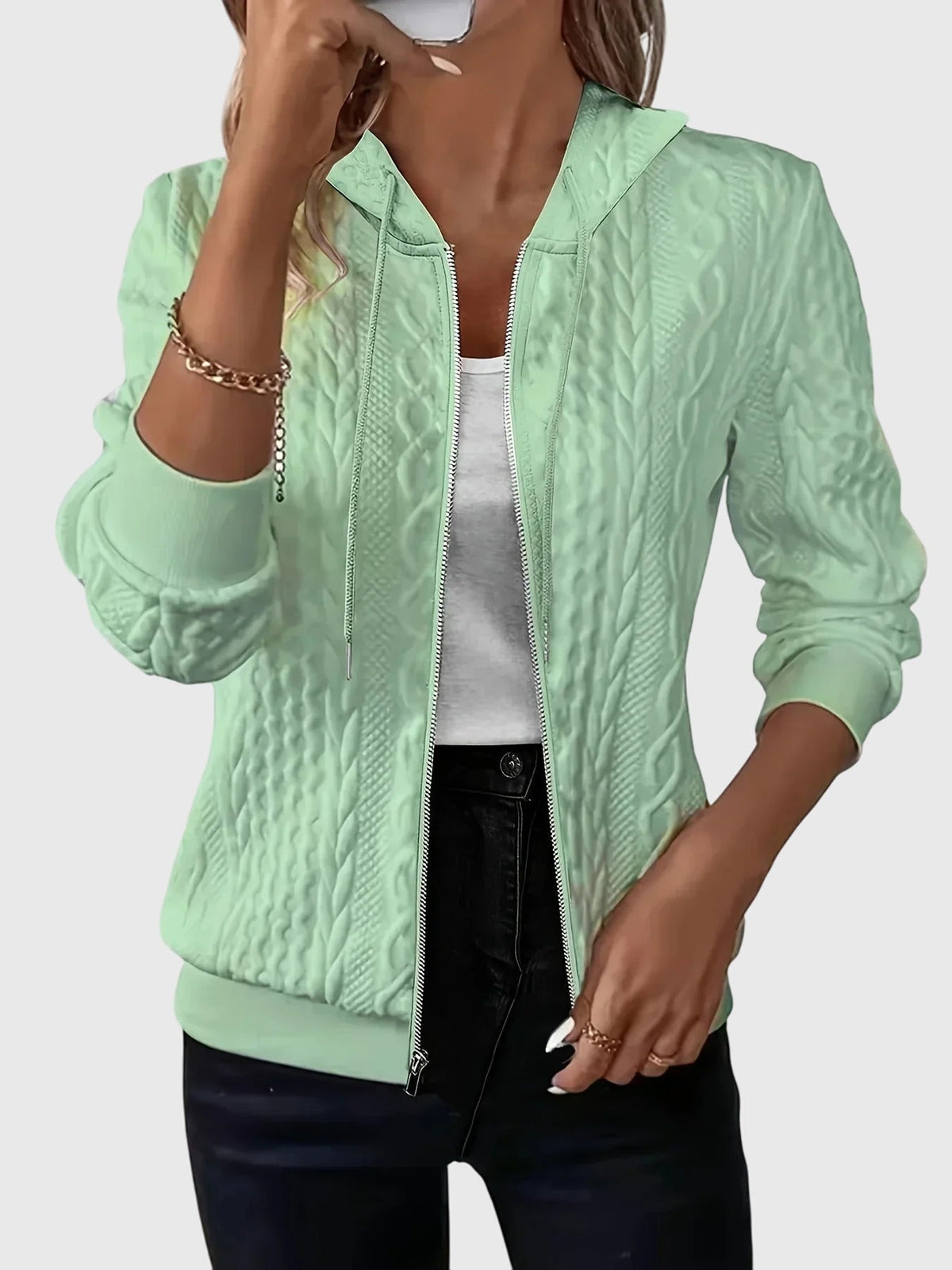 Alysha | Gestoffeerde zip-up jassen