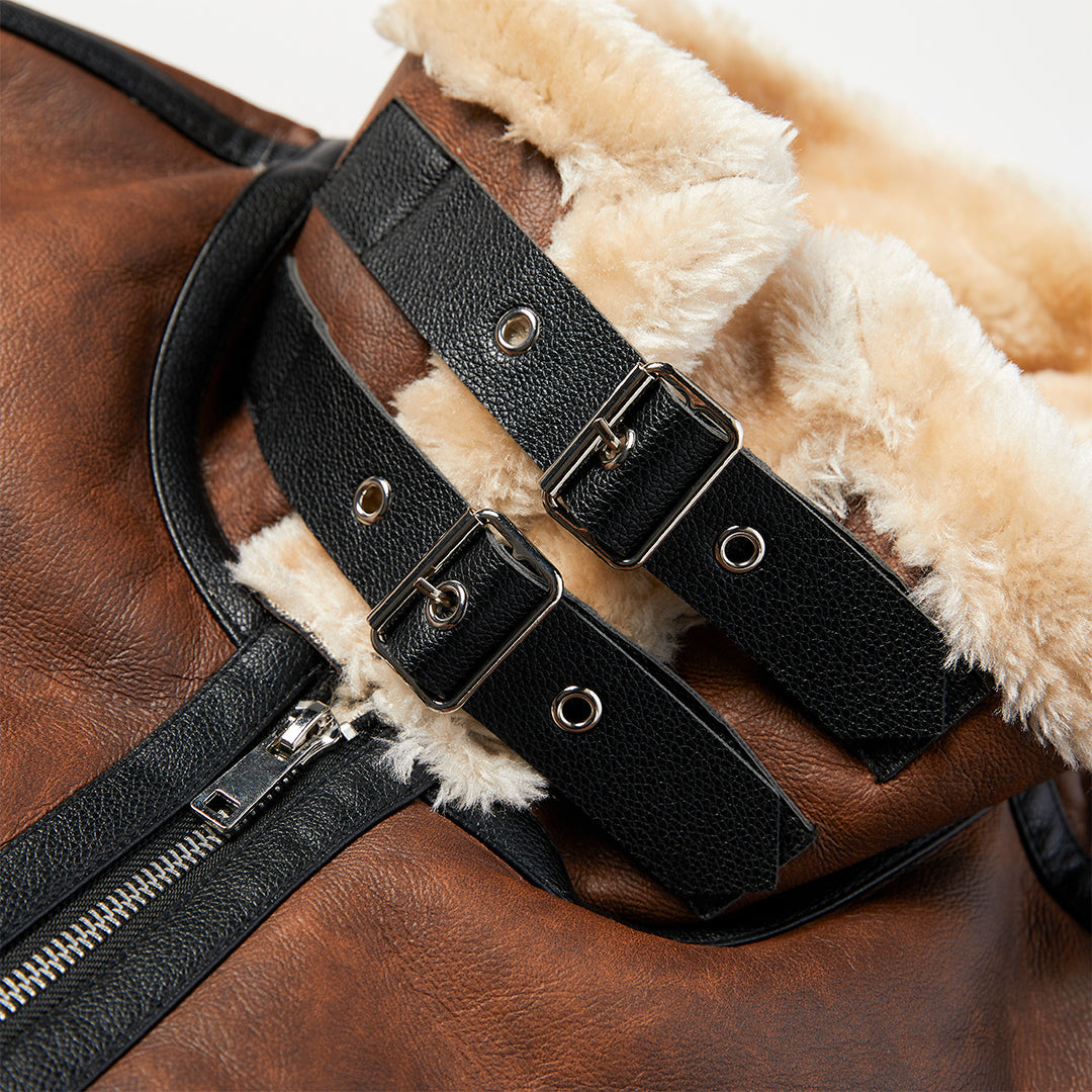 Evert | Sherpa Leren Jas