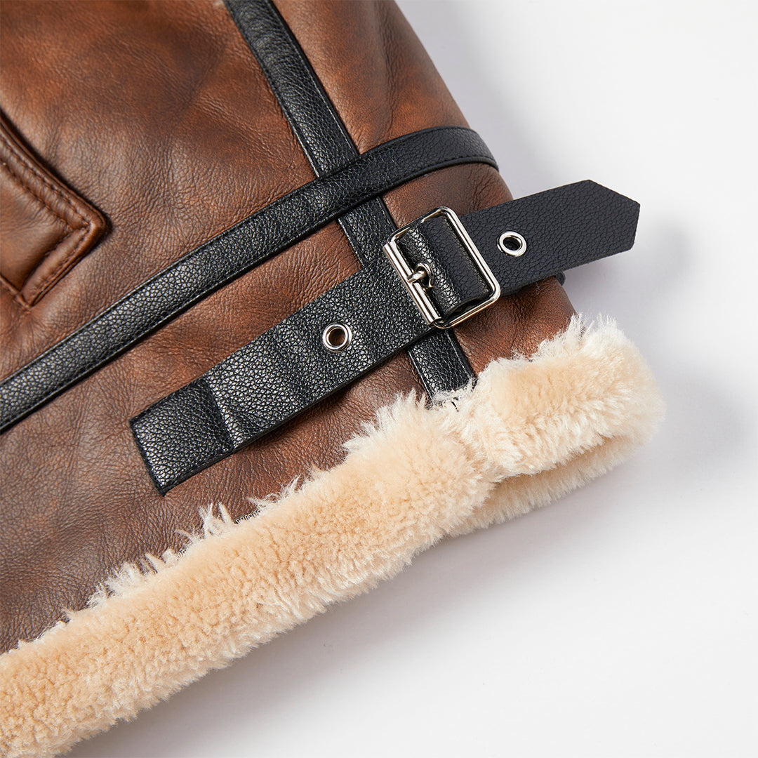 Evert | Sherpa Leren Jas