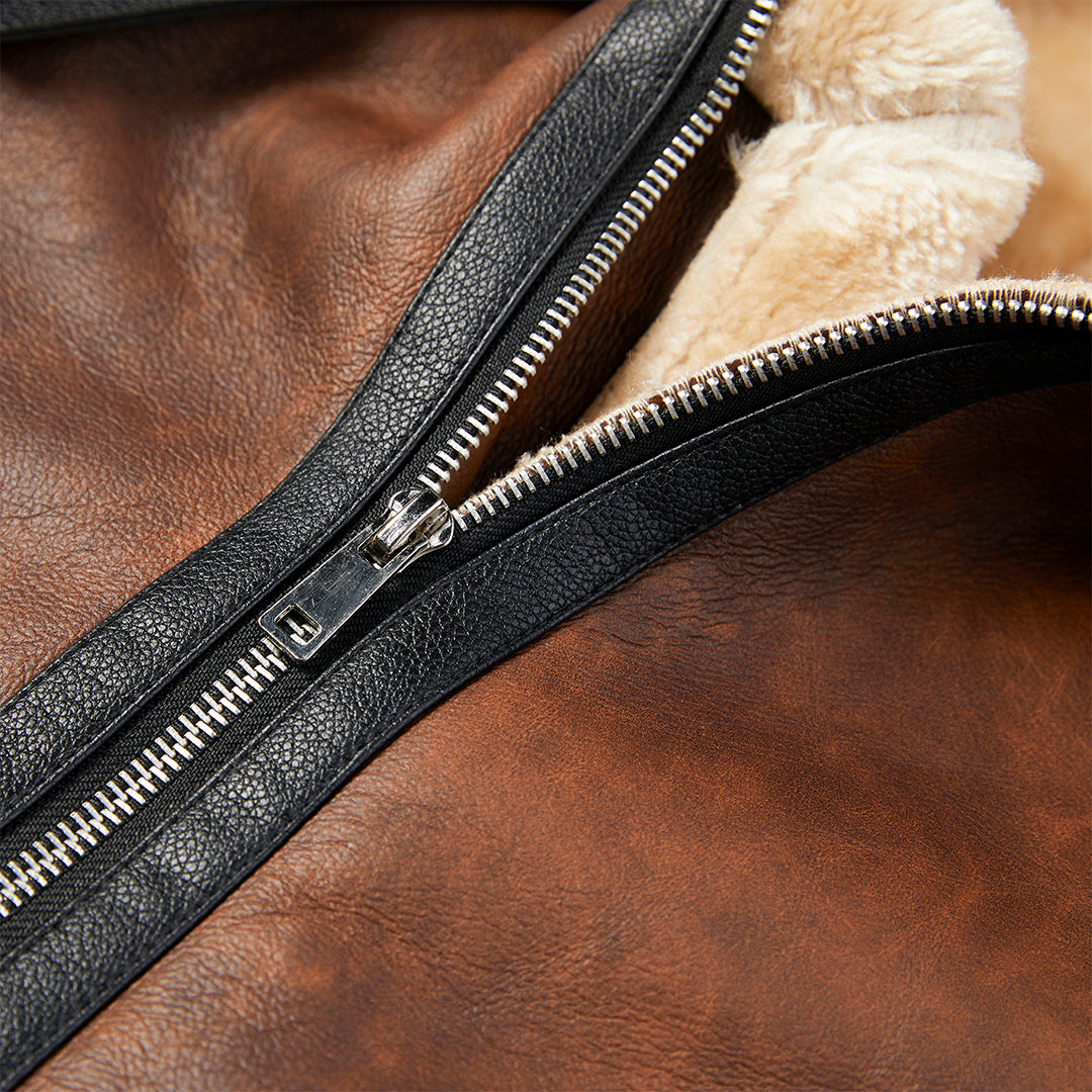 Evert | Sherpa Leren Jas