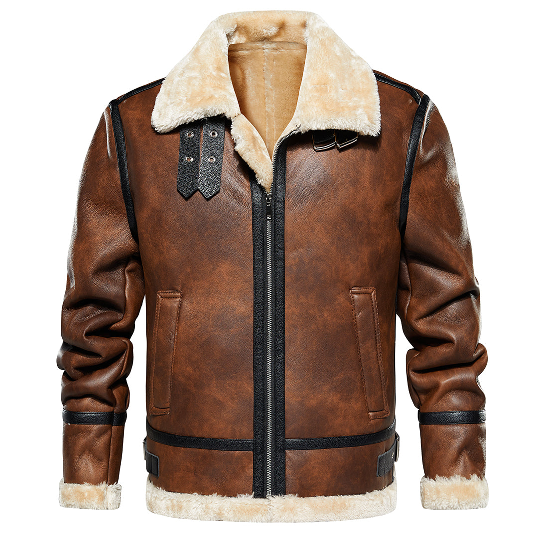 Evert | Sherpa Leren Jas