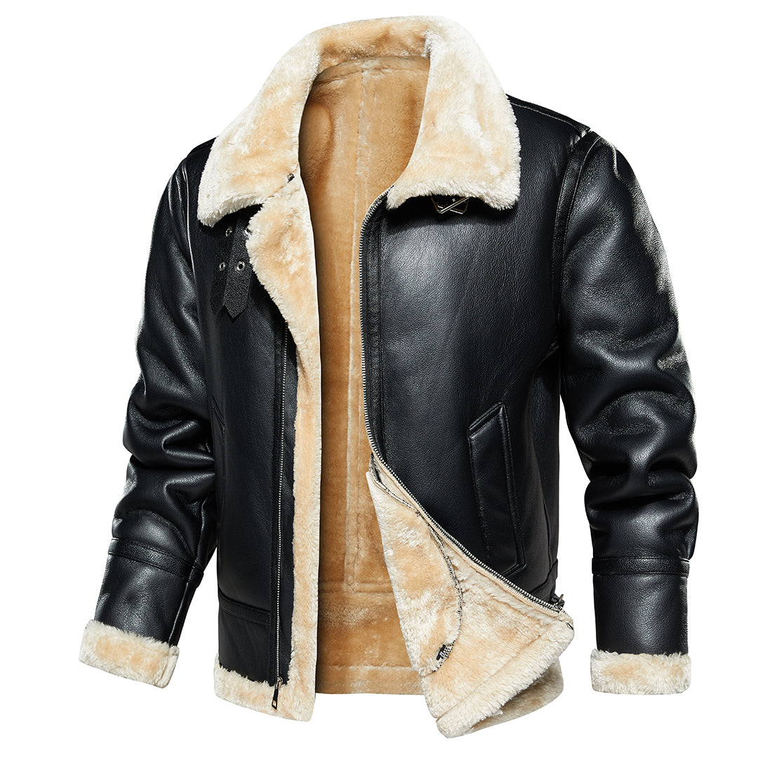 Evert | Sherpa Leren Jas