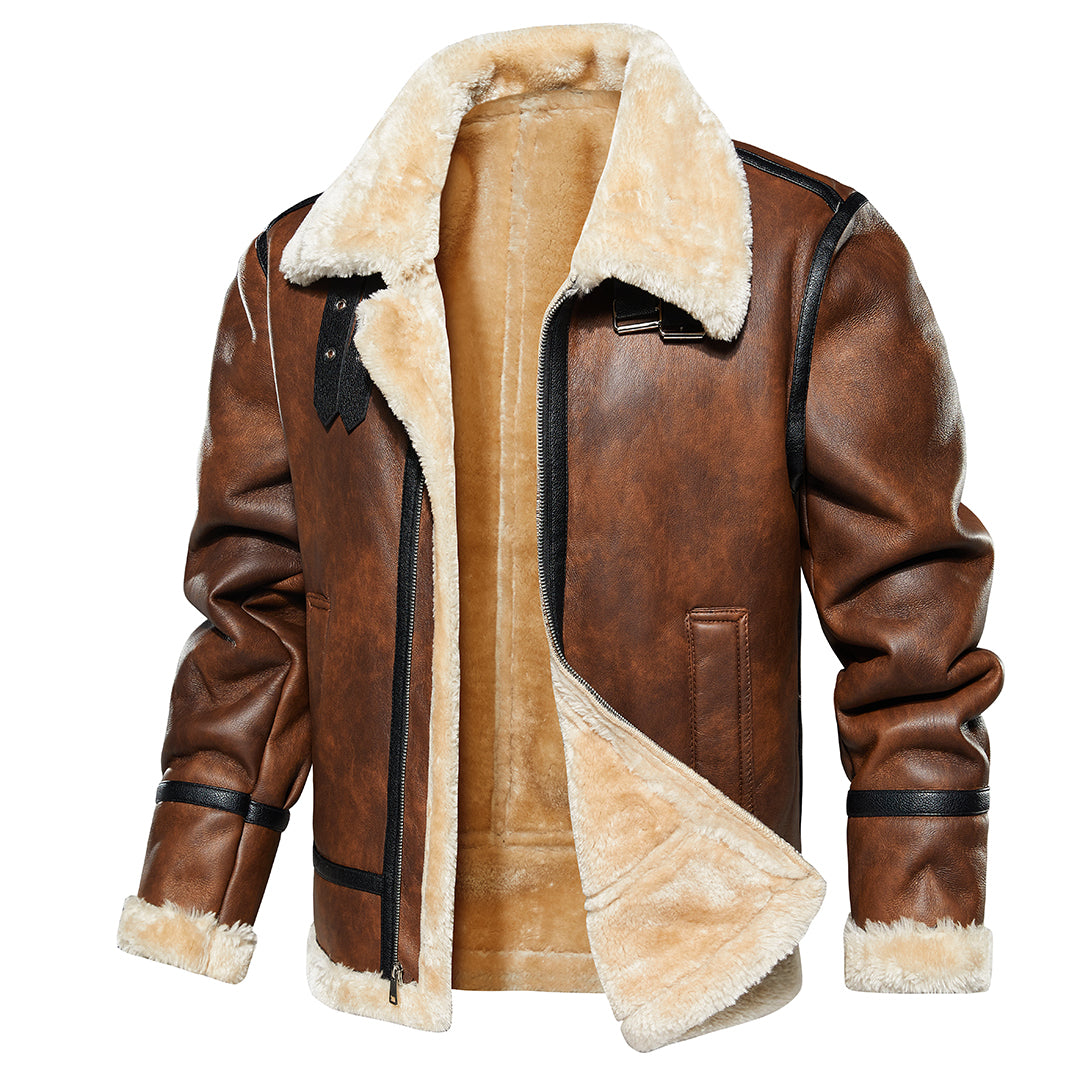 Evert | Sherpa Leren Jas