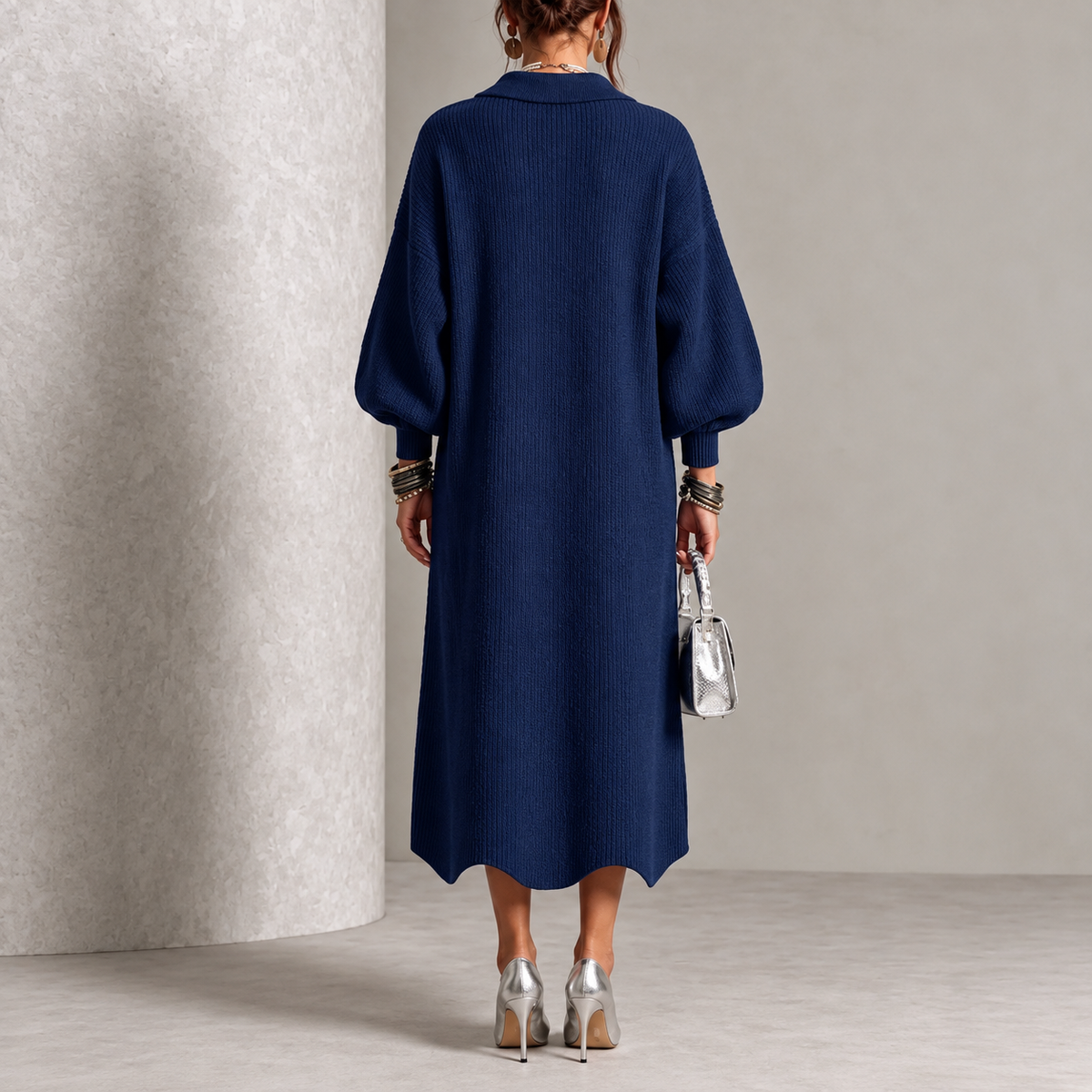 Shifra | Elegante geribbelde jurk