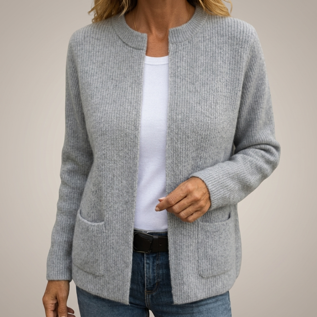 Ebba | Ribgebreide cardigan met zakken