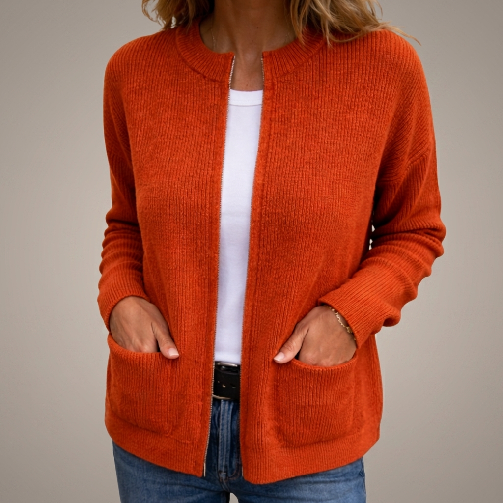 Ebba | Ribgebreide cardigan met zakken