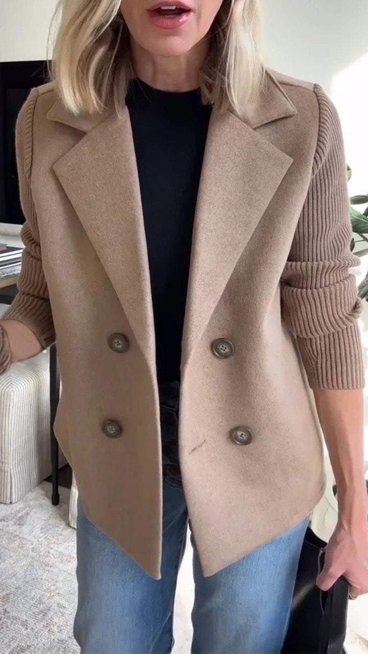 Houda | Blazer met geribde mouwen