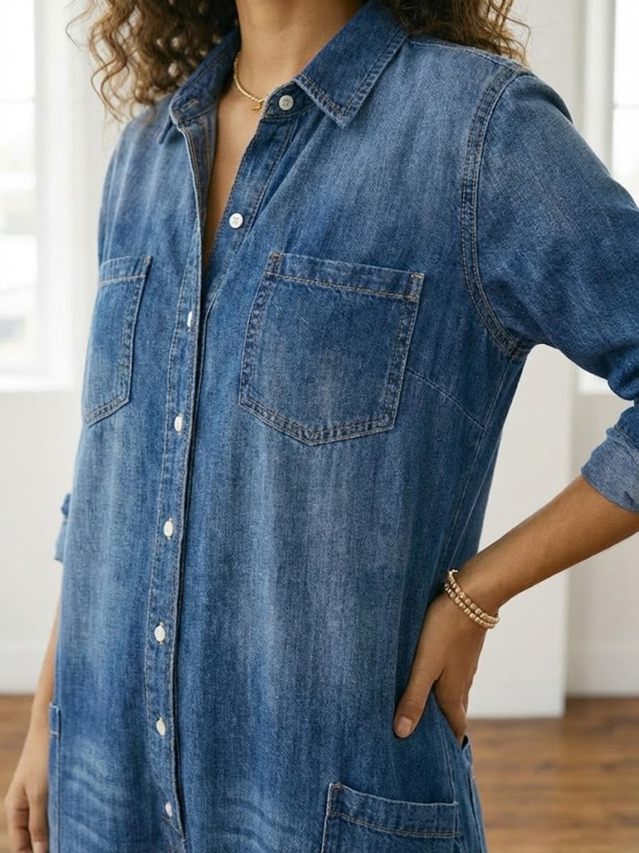 Diana | Vintage jumpsuit in zacht gewassen met knopen
