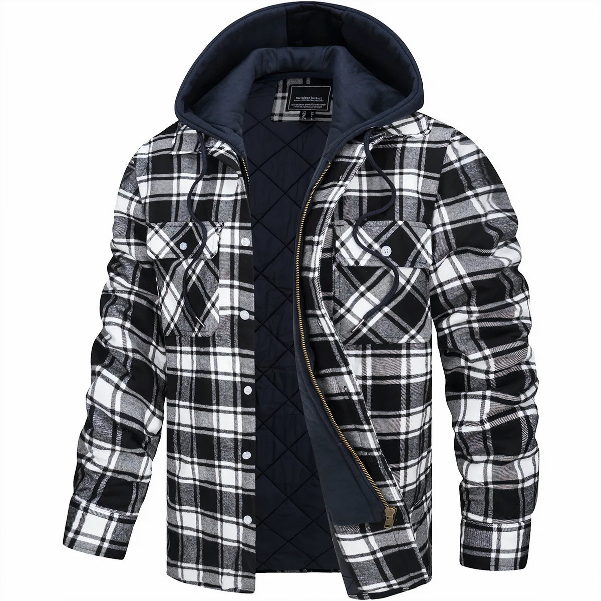 Ezra | Geruite jas met capuchon
