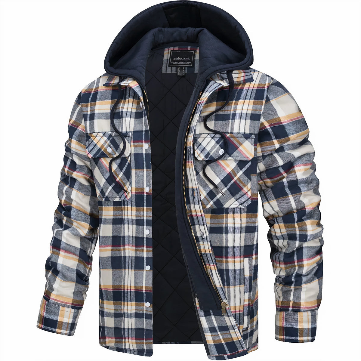 Ezra | Geruite jas met capuchon