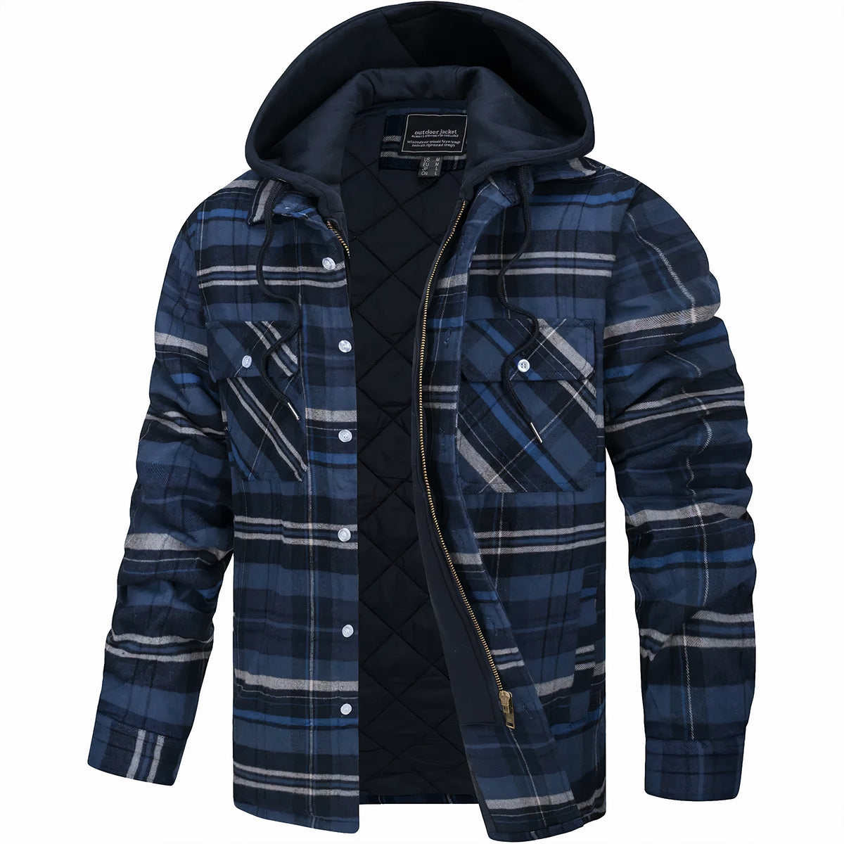Ezra | Geruite jas met capuchon