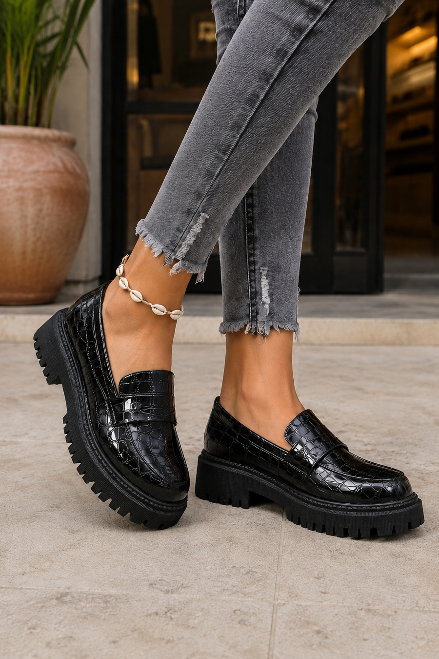 Randy | Glanzende Loafers